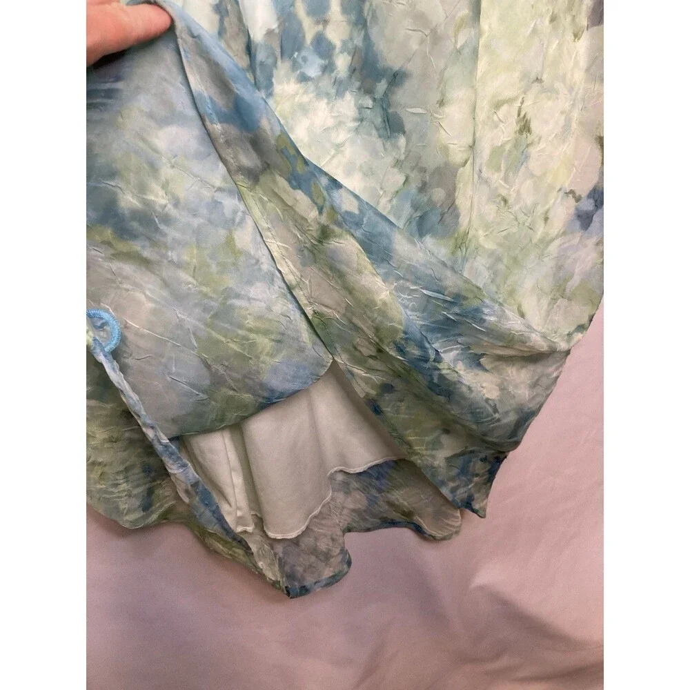 Fairycore Maxi Dress Skirt 16 Sheer Whimsical Flowy Mermaid Green Blue